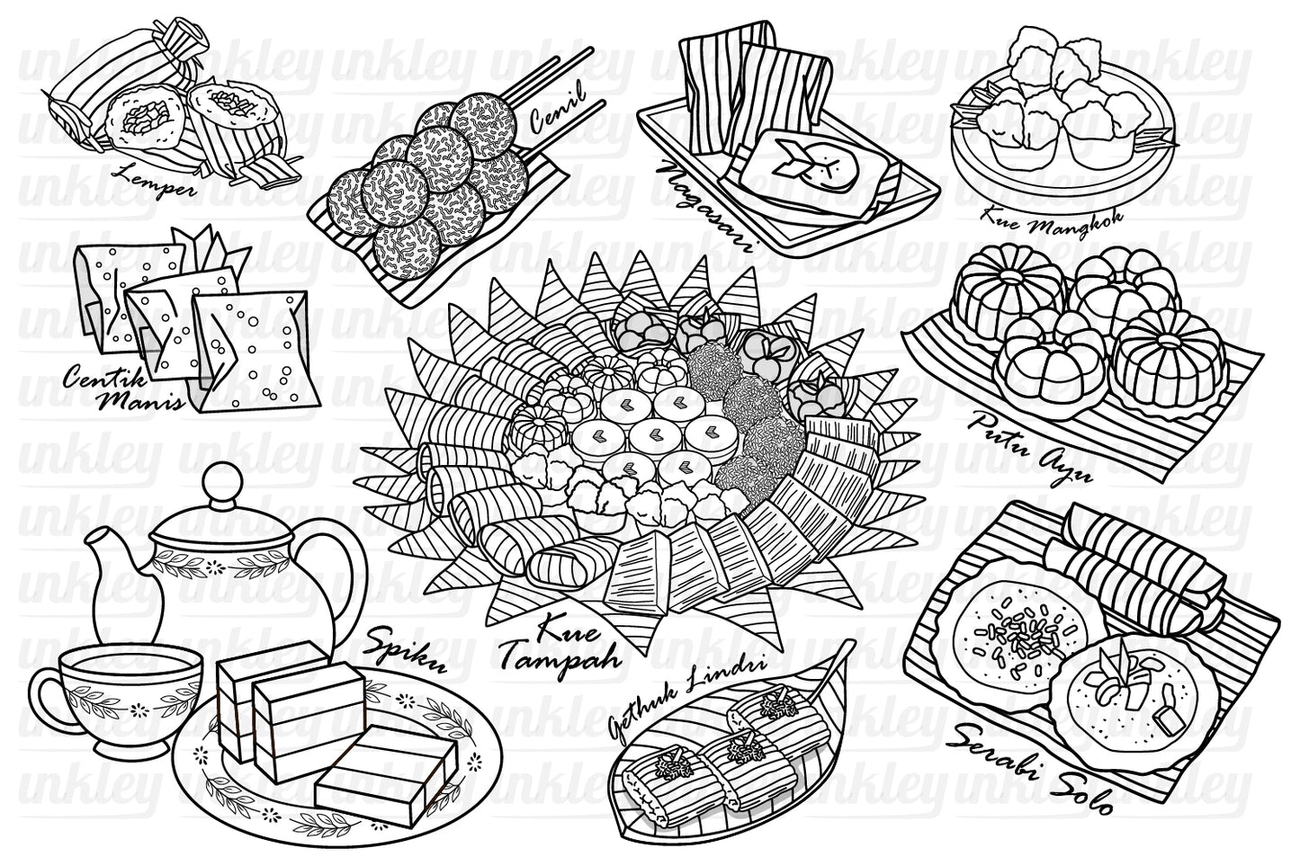 Indonesian Traditional Snack Clipart Coloring