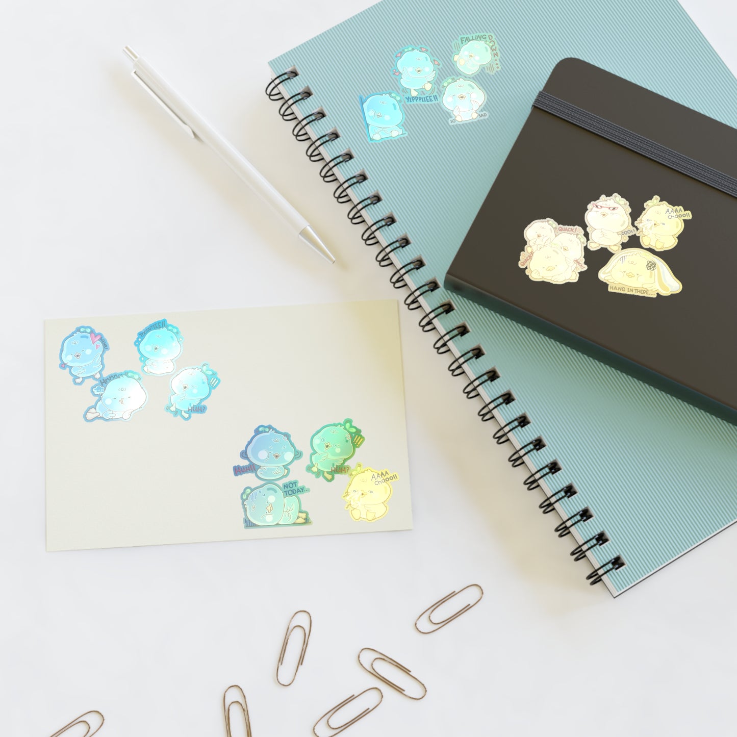 Cute Duck Emoji Sticker Sheet — Expressive Kawaii Planner & Laptop Decals