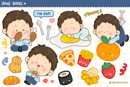 Food Lover Boy Clipart - Kids and Food Clip Art