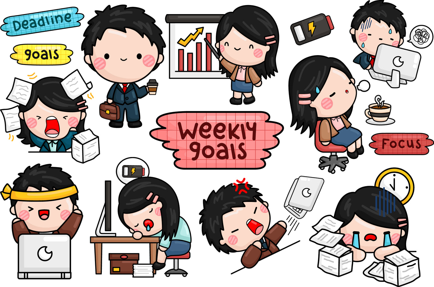 Office Job Clipart - Salary Work Stress Clip Art