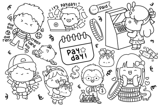 Payday Clipart - Salary Work Money Clip Art Coloring