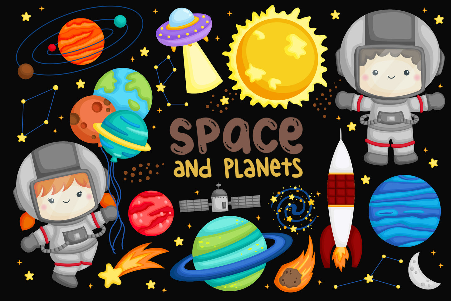 Galaxy and Space Clipart - Space and Exploration