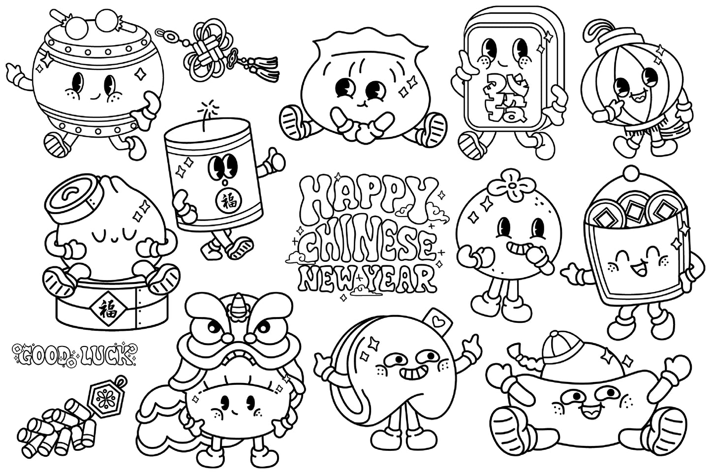 Retro Chinese New Year Clipart - Lunar New Year Clip Art