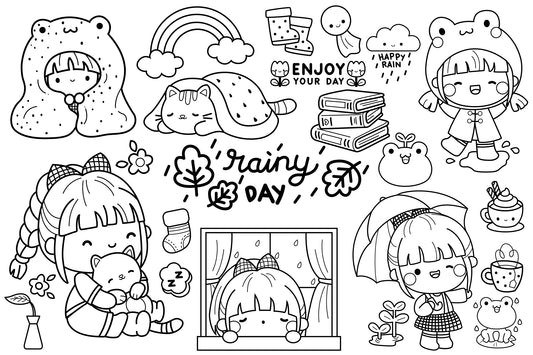 Cute Frog and Girl Clipart - Cute Kids Clip Art Coloring