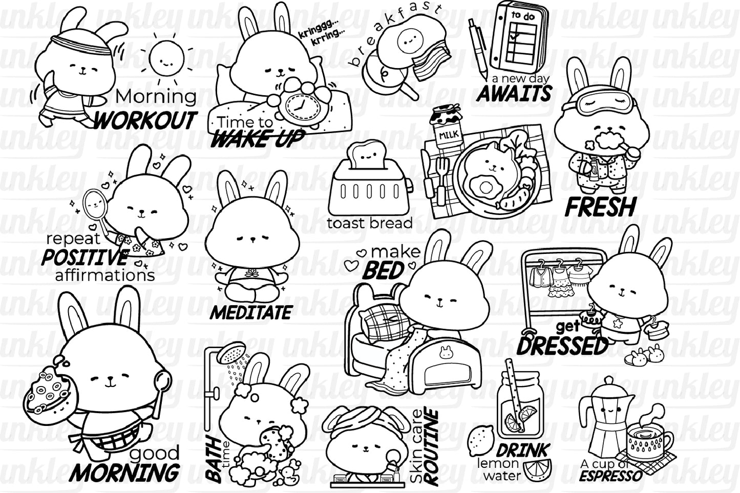 Morning Routines Clipart - Rabbit Clip Art Coloring