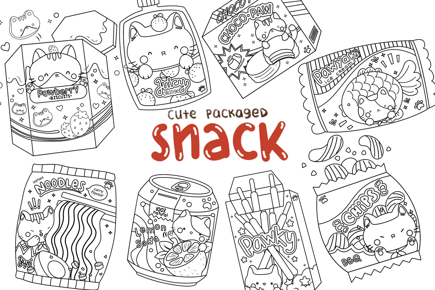 Cute Snacks Clipart - Cute Cat Snack Clip Art Coloring