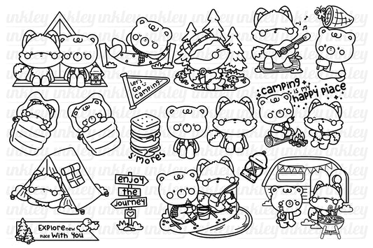 Animal and Camping Clipart - Cute Animal Coloring