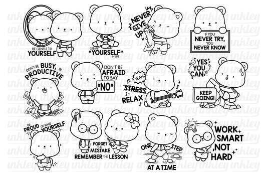 Motivational Quote Clipart - Cute Bear Coloring