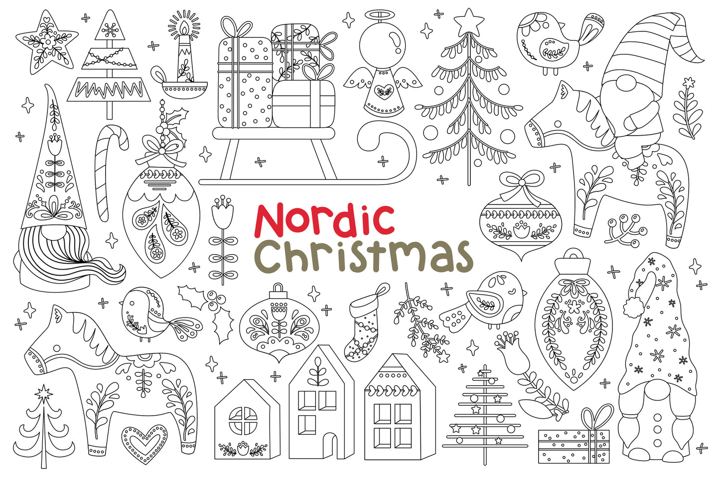 Nordic Christmas Clipart - Cute Christmas Clip Art