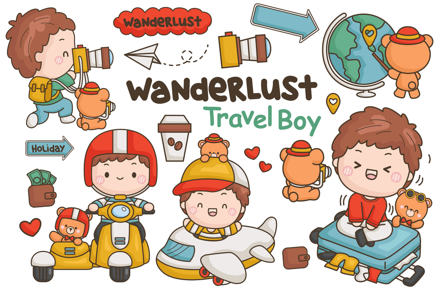 Boy and Travel Clipart - Travelling Equipment Clip Art