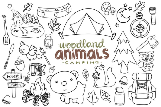Animal in Camp Clipart - Cute Camping Clip Art Coloring