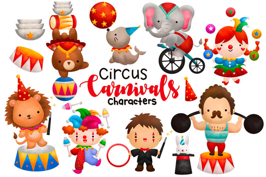 Circus Carnival Clipart - Cute Circus Animal Clip Art