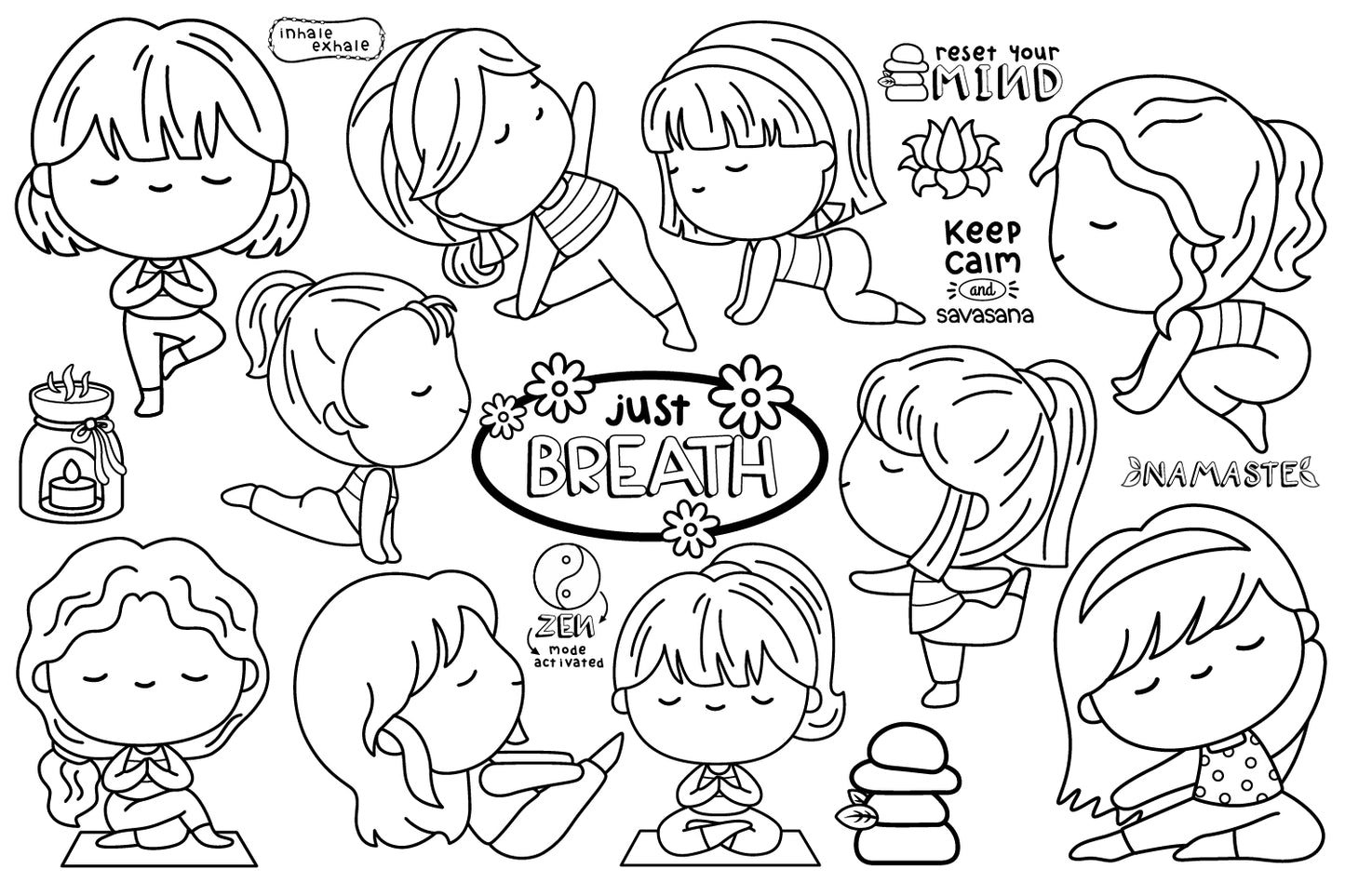 Yoga Clipart - Cute Sports Clip Art Coloring