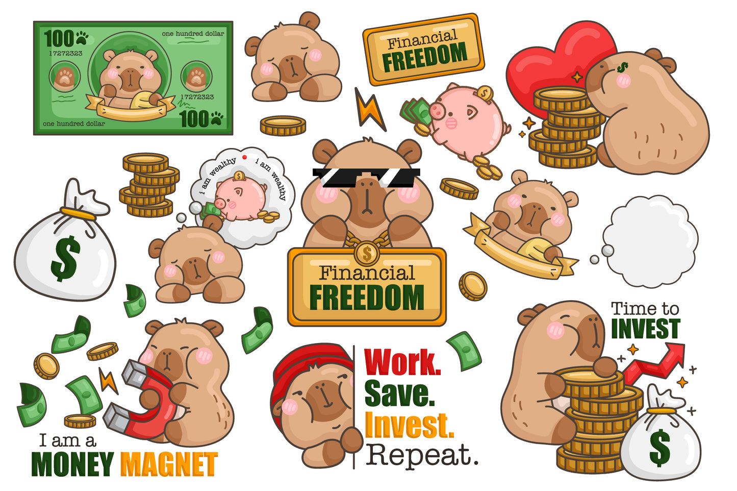Capybara Investor Clipart - Investing Clip Art