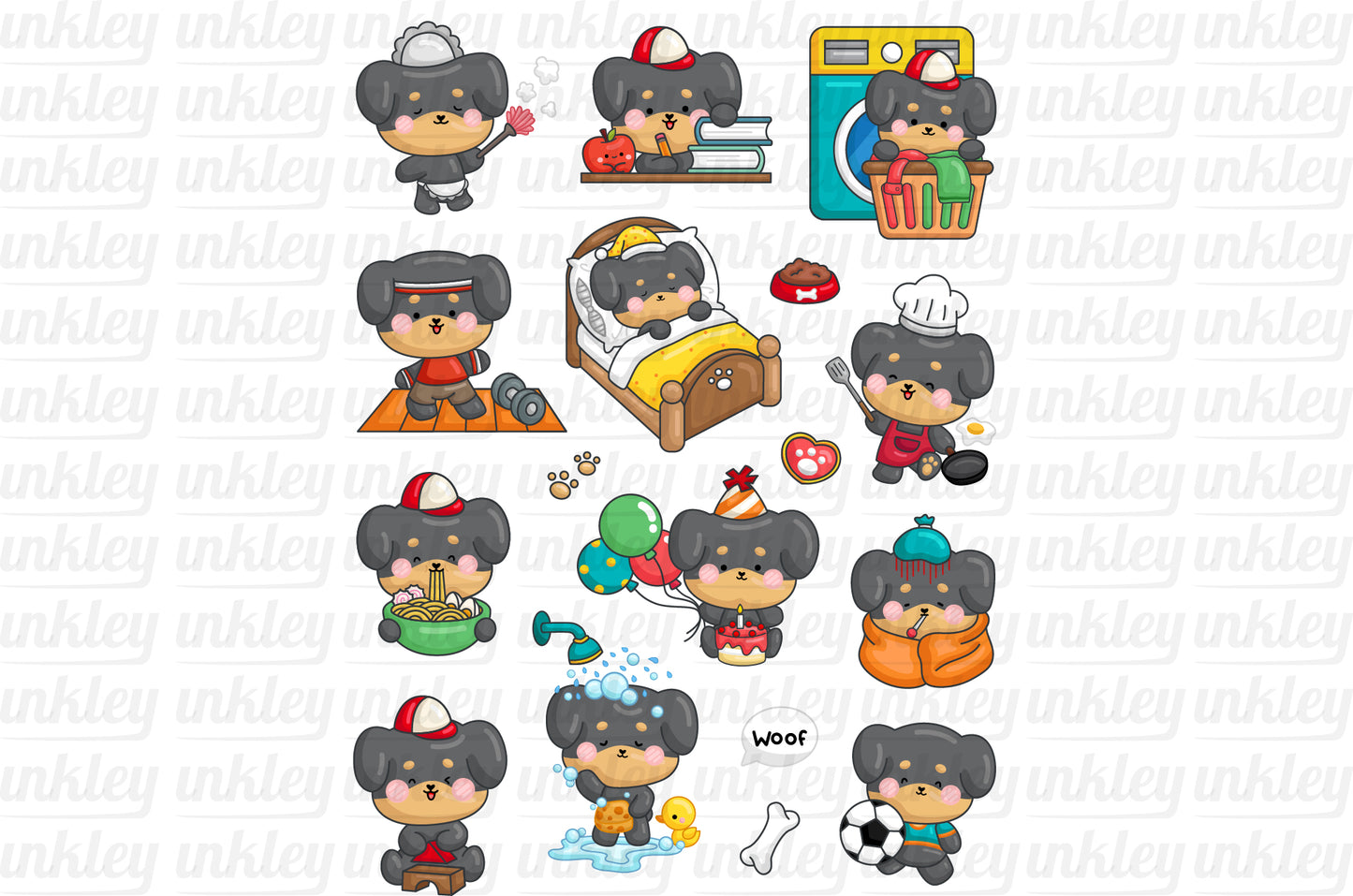 Dog and Daily Activities Clipart - Dachshund Clip Art