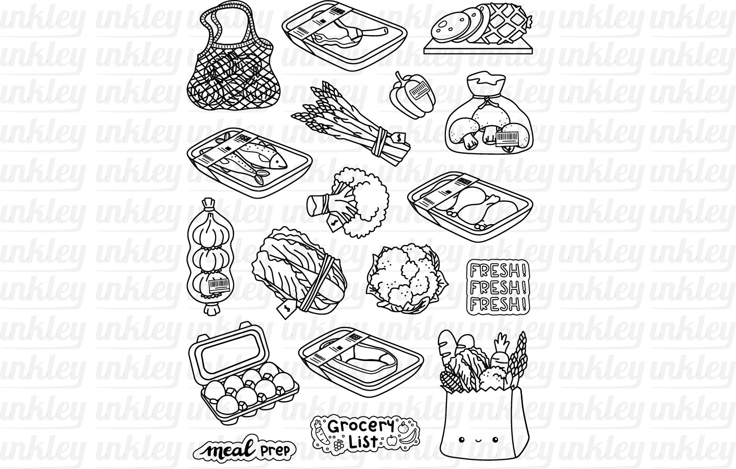 Grocery Clipart - Doodle Shopping Clip Art Coloring