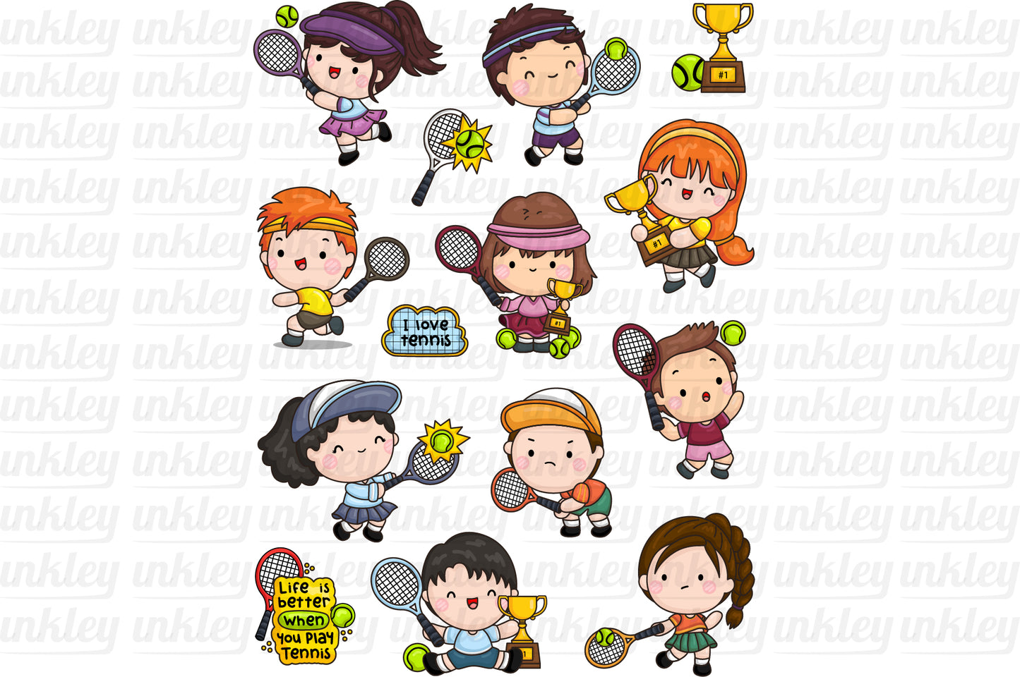 Tennis Clipart - Cute Kids Sports Clip Art