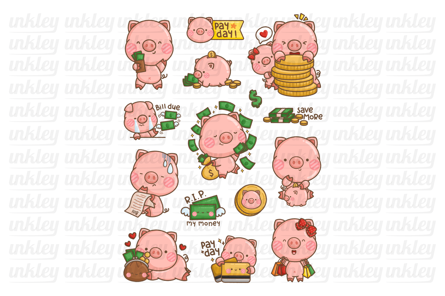 Piggy Payday Clipart - Animal Work Money Clip Art