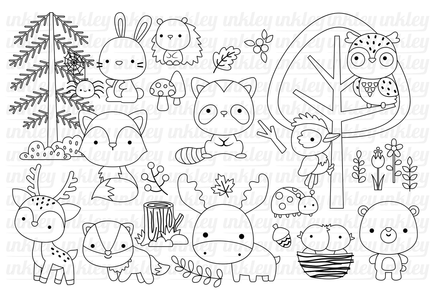 Wild Animals Clipart - Cute Jungle Safari Animals Coloring