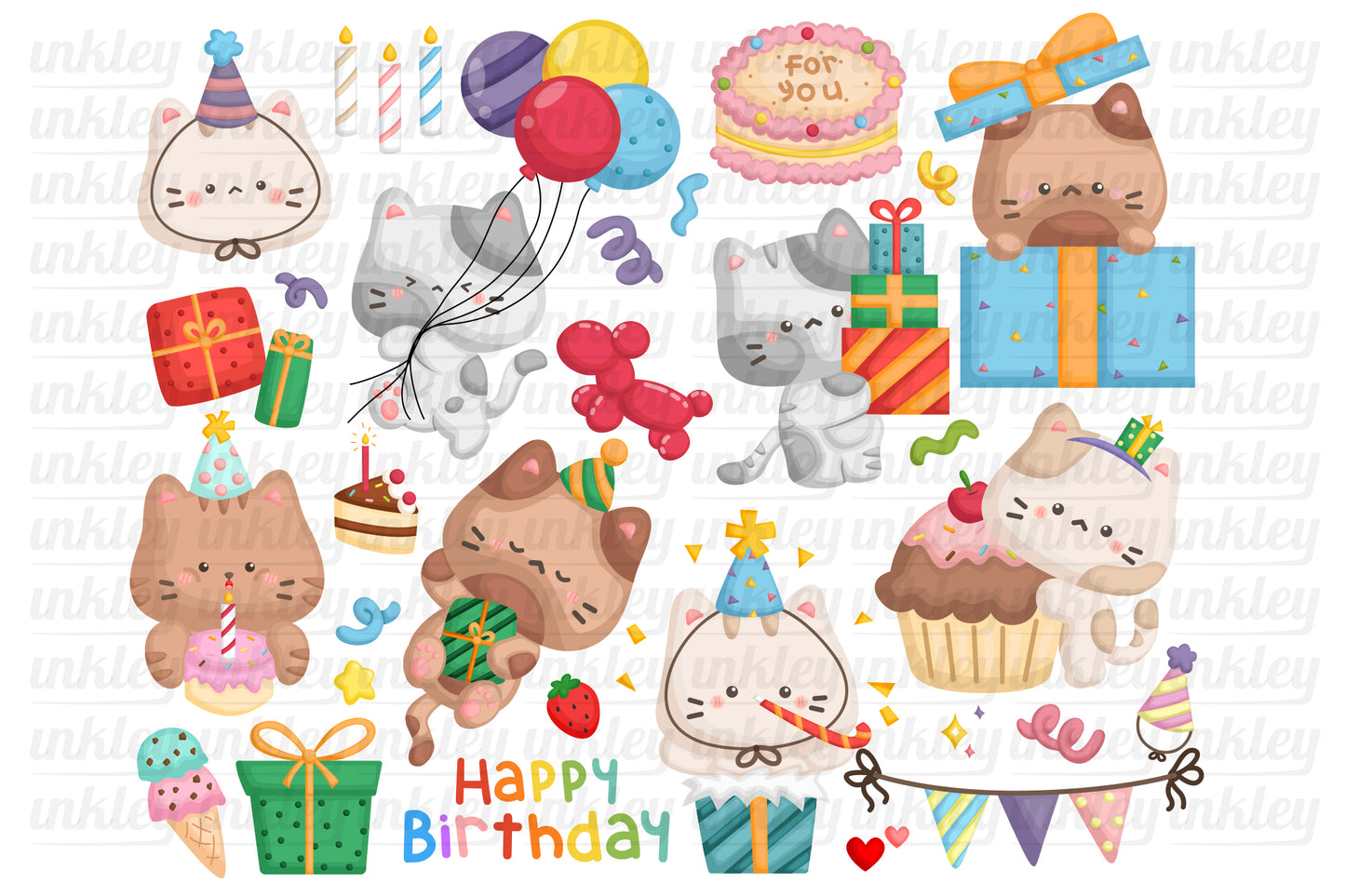 Birthday Cat Clipart - Birthday Party Clip Art
