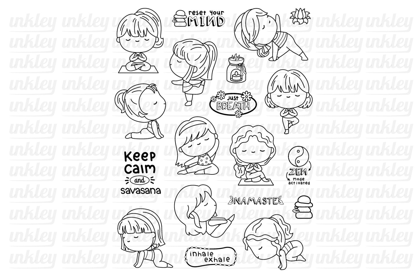 Yoga Clipart - Cute Sports Clip Art Coloring
