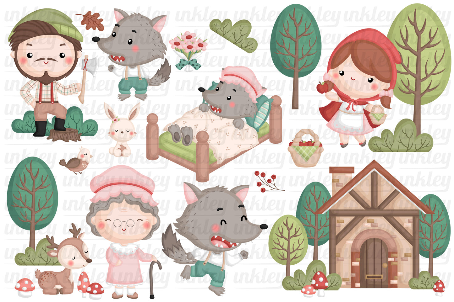 Little Red Riding Hood Clipart - Kids Story Clip Art