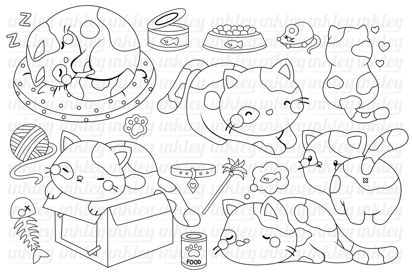 Cute Cats Clipart - Feline Animal Clip Art Coloring