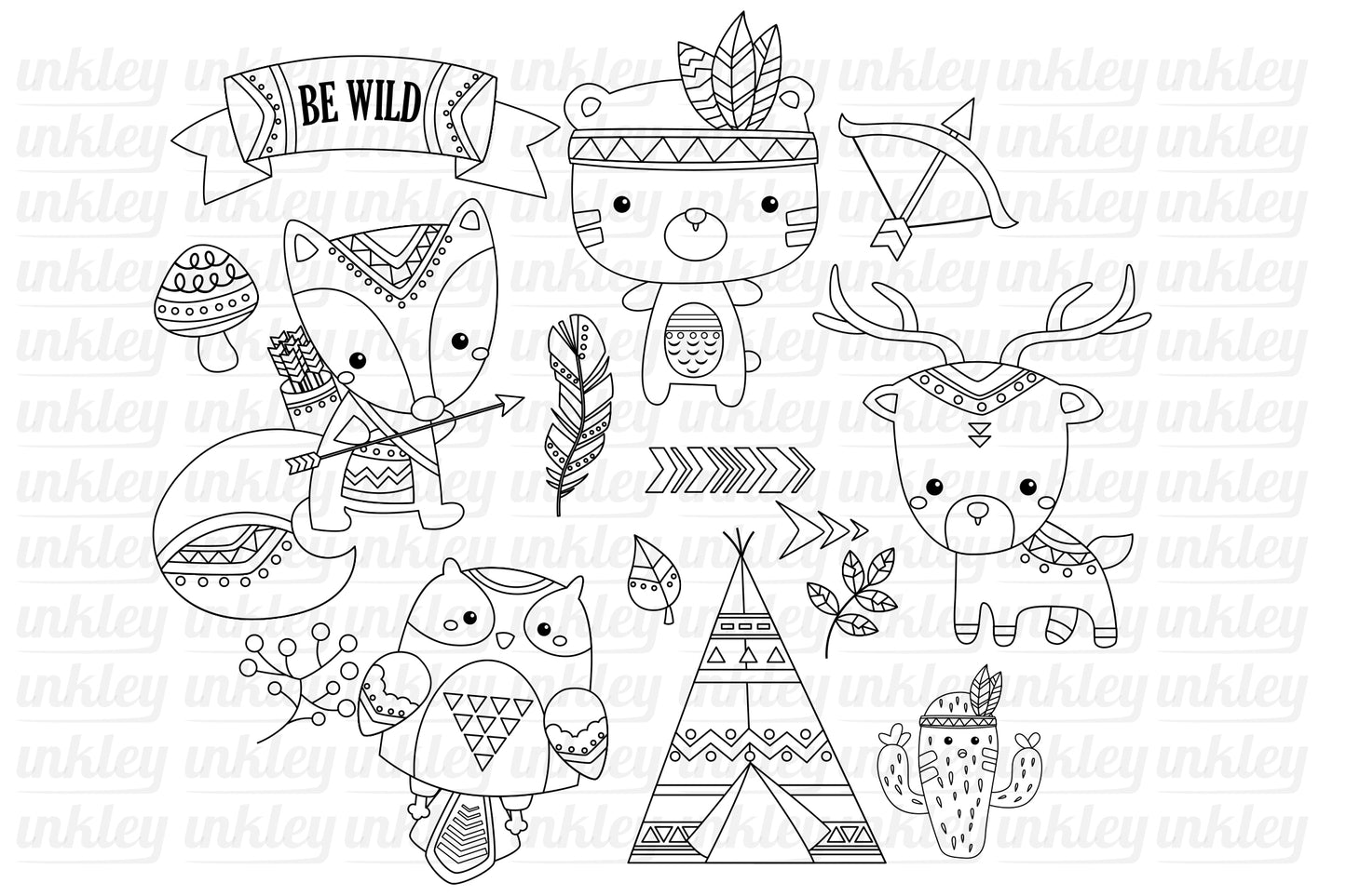 Tribal Animal Clipart - Cute Animal Clipart Coloring