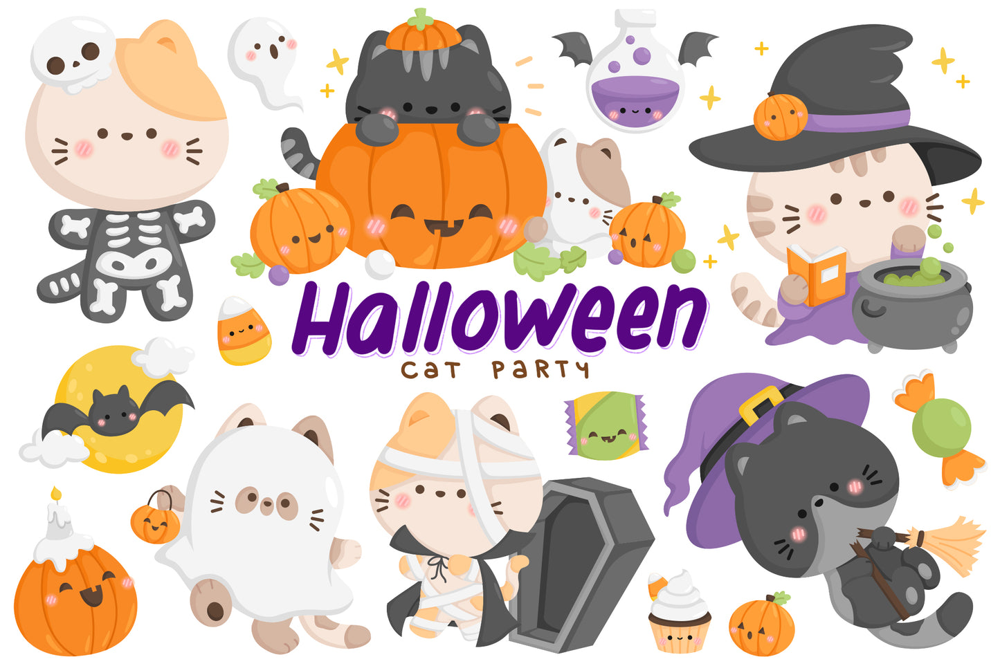 Cute Cat Clipart - Cute Halloween Clip Art
