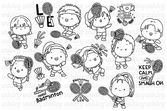 Badminton Clipart - Cute Sports Clip Art Coloring