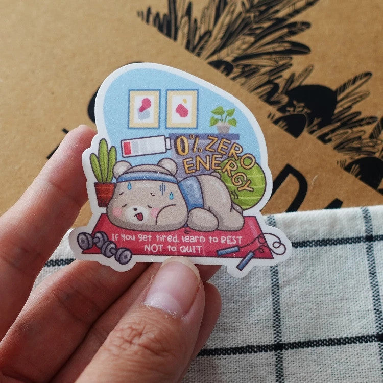 Bear Workout Die Cut Sticker Sheet | Waterproof | Aesthetic Sticker | Sticker Sheet Pack | Planner Sticker