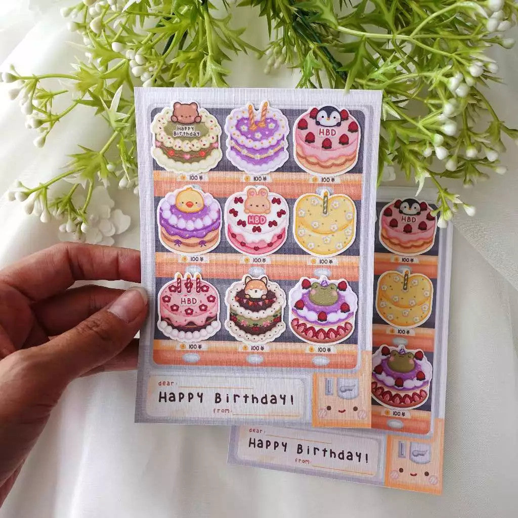 Birthday Card | Kartu Ucapan Ulang Tahun | Die Cut Stickers Waterproof | Aesthetic Sticker | Die Cute Pack | Planner Sticker | Happy Birthday