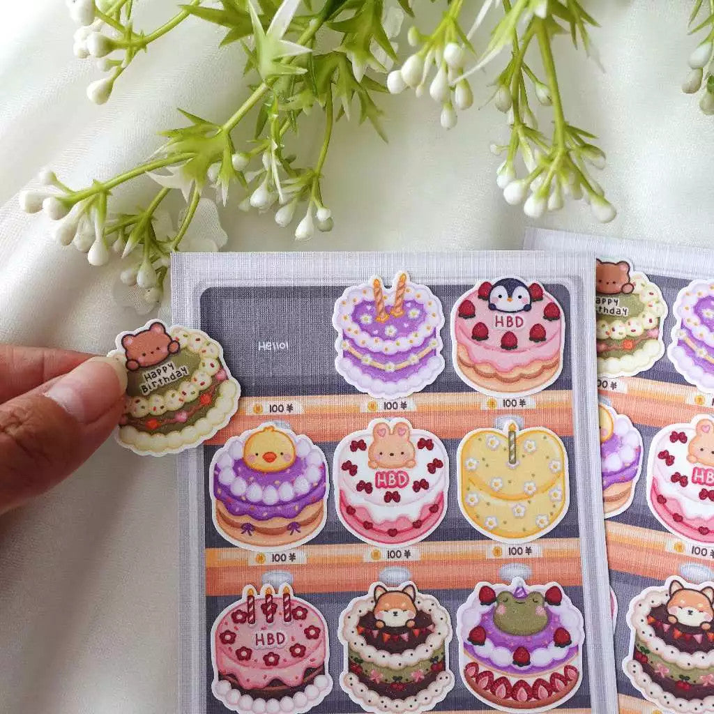 Birthday Card | Kartu Ucapan Ulang Tahun | Die Cut Stickers Waterproof | Aesthetic Sticker | Die Cute Pack | Planner Sticker | Happy Birthday