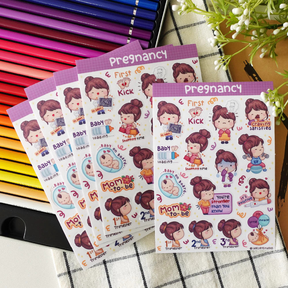 Pregnancy Sticker Sheet Series | Waterproof | Aesthetic Sticker | Sticker Sheet Pack | Planner Sticker