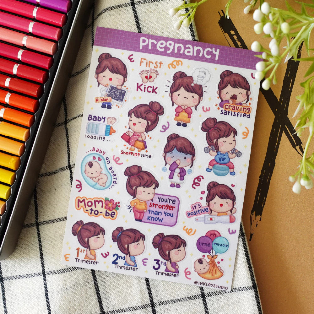 Pregnancy Sticker Sheet Series | Waterproof | Aesthetic Sticker | Sticker Sheet Pack | Planner Sticker