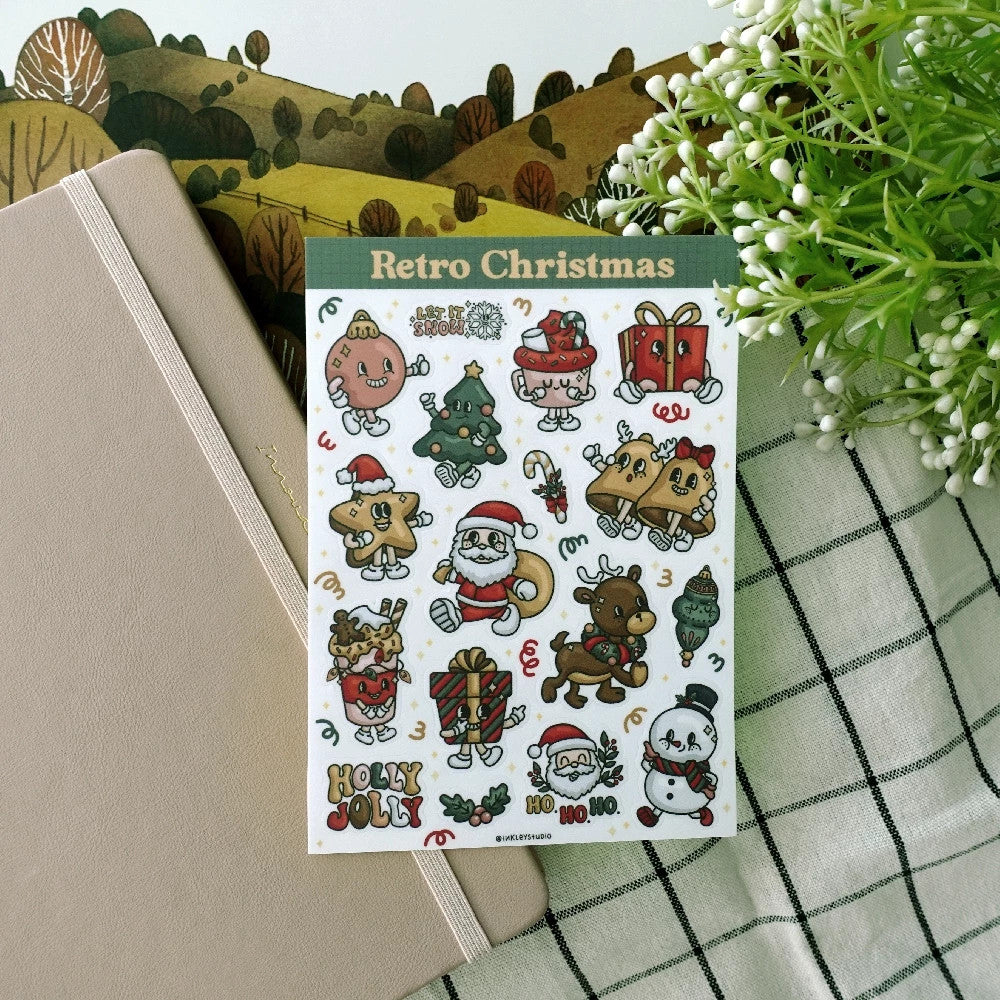 Retro Christmas Characters Sticker Sheet Series | Christmas Stickers | Waterproof | Aesthetic Sticker | Sticker Sheet Pack | Planner Sticker