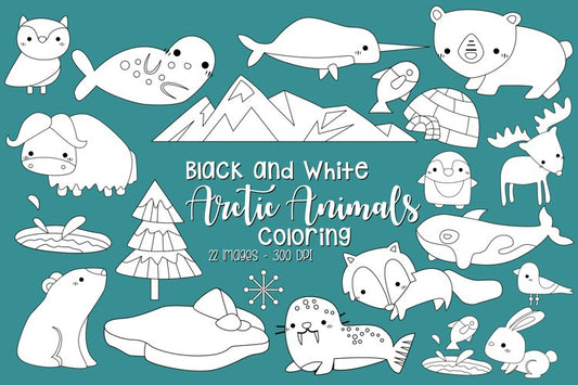 Black and White Coloring Arctic Animals