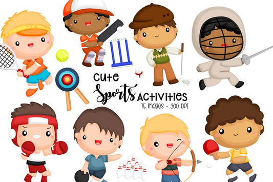 Sport and Boys Clipart - Cute Kids Clip Art