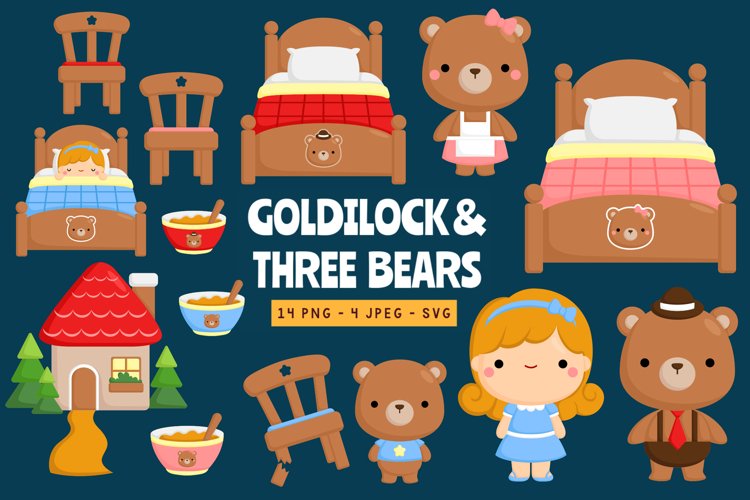 goldilocks and the 3 bears clip art