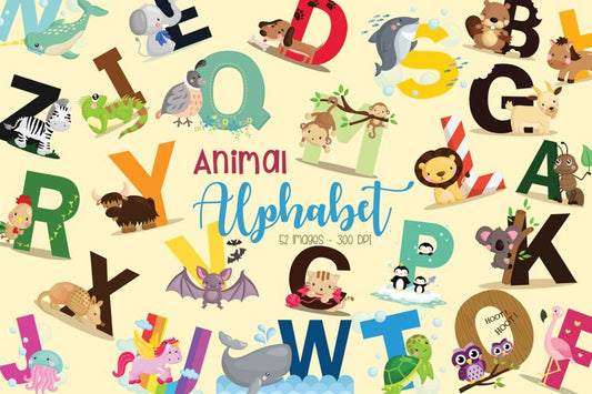 Animal Alphabet Clipart - Education and Learning Clip Art