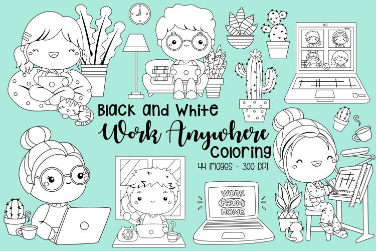 Black and White Coloring Work Anywhere