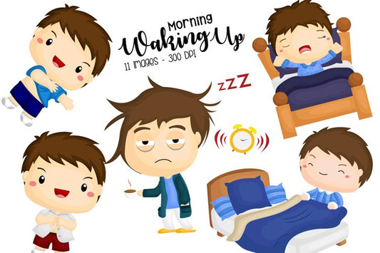 Kids Waking Up Clipart - Early Morning Clip Art