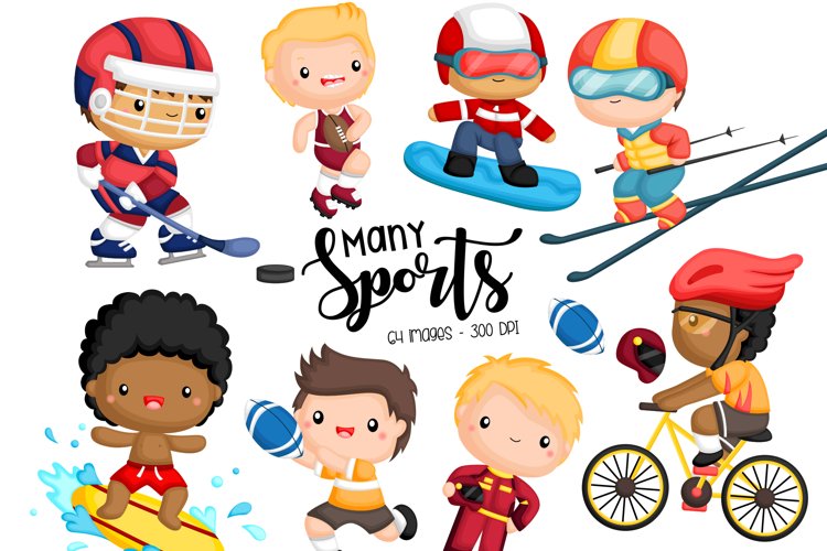 Sport and Boys Clipart - Cute Kids Clip Art - Sport and Ball