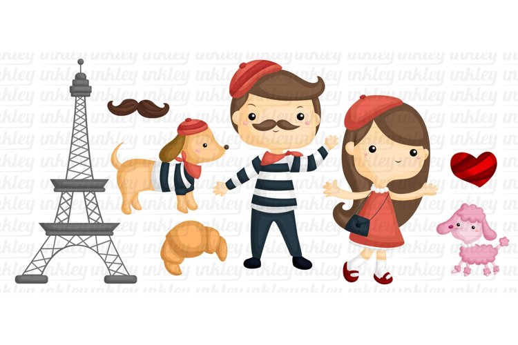 France Culture Clipart - People and Dog Clip Art