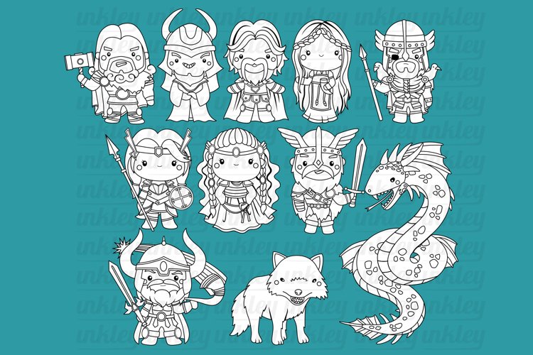 Black and White Coloring Norse Myth