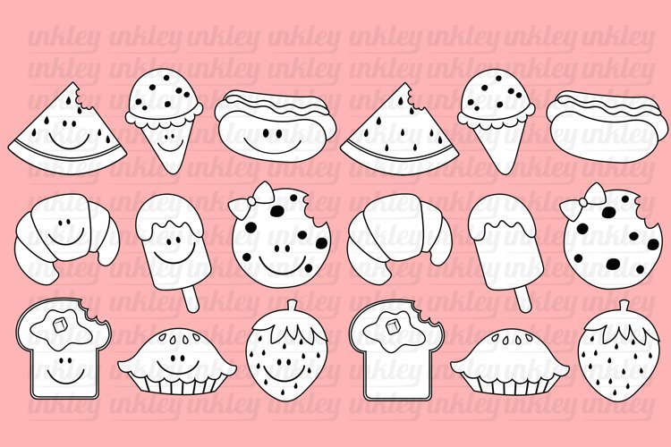 Black and White Coloring Summer Food