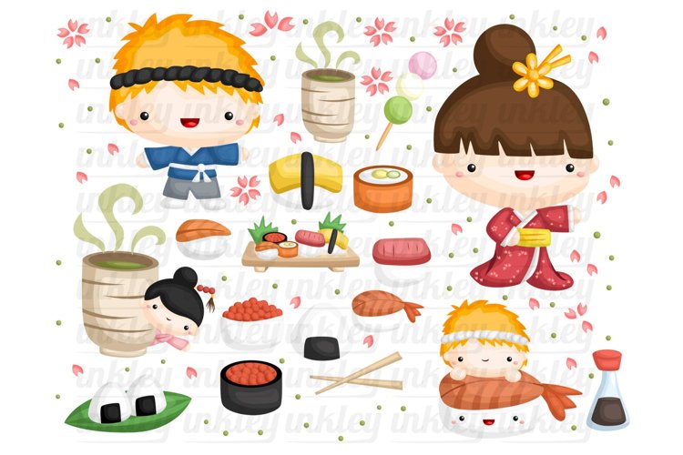 Japan and Sushi Clipart - Cute Sushi Food Clip Art