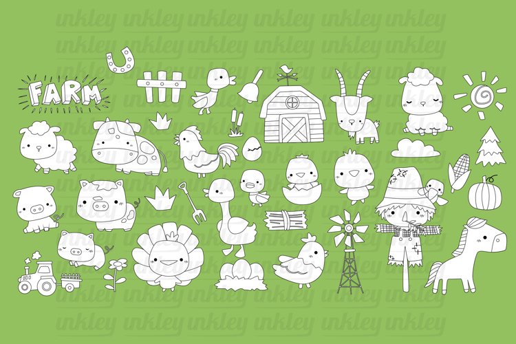 Black and White Coloring Farm Animal Clipart