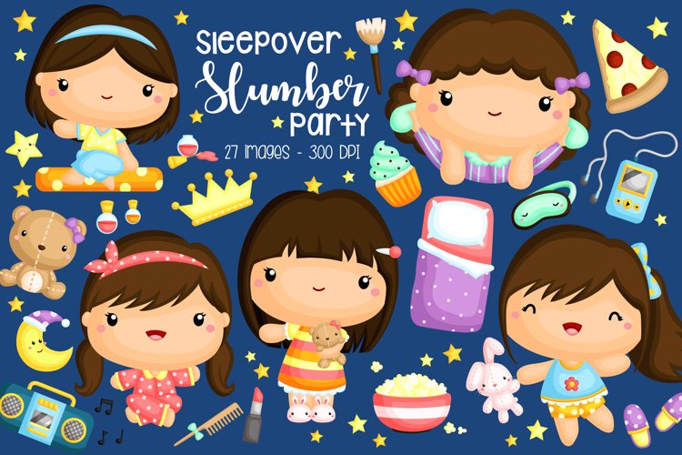 Slumber Party Clipart - Cute Kids Clip Art