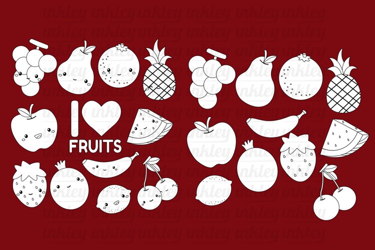 Black and White Coloring Fruits